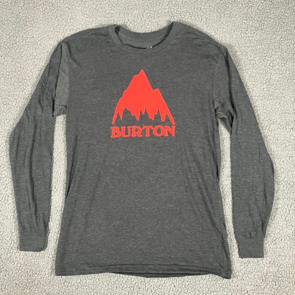 Burton x Mountain Dew Long Sleeve Graphic Tee Slim Fit Gray Red Logo Large